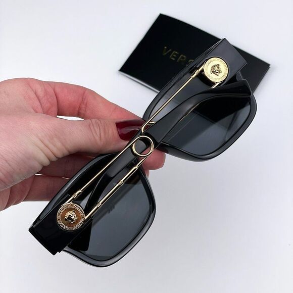 Versace VE4412 GB1/87 Sunglasses Black Dark Grey Square Unisex